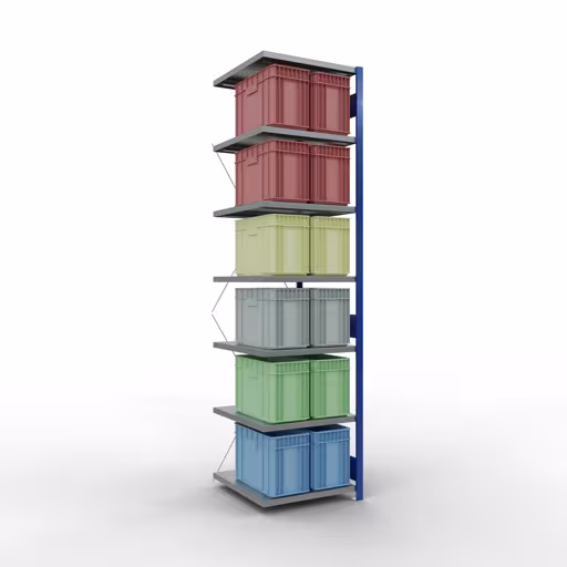 Figure n° 7 de l'article système d'étagères enfichables MULTIplus250, 3000 x 750 x 800 mm, 7 étagères, traverse, RAL 5010 bleu gentiane/galvanisé/galvanisé du groupe de produits système enfichable de Schulte Lagertechnik