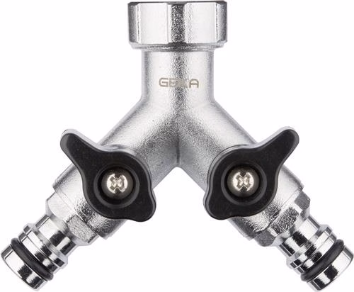 Valvola a due vie GEKA in ottone cromato, filettatura interna da 3/4 di pollice, marca GEKA. Valvola a due vie GEKA in ottone cromato, filettatura interna da 3/4 di pollice, GEKA, appartenente alla categoria connettori, raccordi e giunti per tubi flessibili, con codice articolo 4300600057