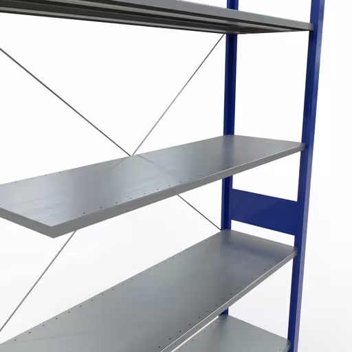 Scaffali aggiuntivi, scaffali, sistema a innesto MULTIplus150, 3000 x 1300 x 400 mm (AxLxP), 7 ripiani, traversa, RAL 5010 blu genziana/zincato di Schulte Lagertechnik della categoria Sistemi a innesto