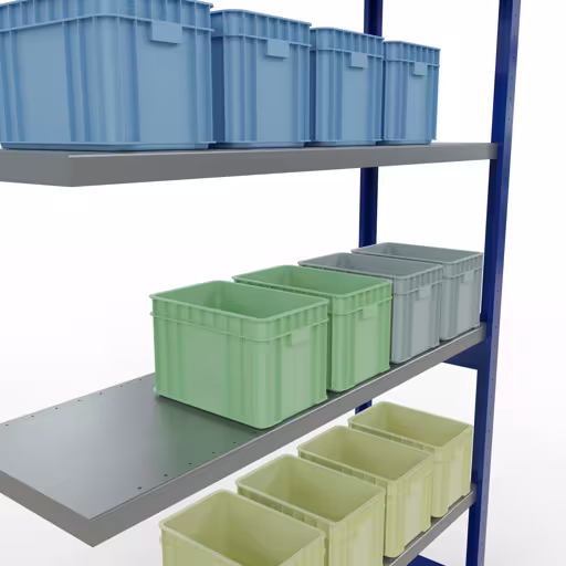 Image supplémentaire de l'article Étagère complémentaire, étagère, système enfichable MULTIplus250, 2500 x 1300 x 400 mm, 6 étagères, RAL 5010 bleu gentiane/galvanisé à partir de l'étagère supplémentaire