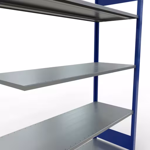 Image supplémentaire de l'article Tablette rapportée, étagère, système enfichable MULTIplus150, 2000 x 1300 x 500 mm (HxLxP), 5 étagères, barres de longueur, RAL 5010 bleu gentiane/galvanisé Image supplémentaire de l'article Tablette supplémentaire, étagère, système enfichable MULTIplus150, 2000 x 1300 x 500 mm, 5 tablettes, RAL 5010 bleu gentiane/galvanisé à partir de la tablette supplémentaire