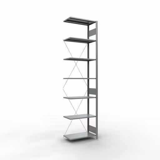 Un'altra vista dell'articolo Scaffali aggiuntivi, scaffali, sistema a innesto MULTIplus150, 3000 x 750 x 400 mm (AxLxP), 7 ripiani, traversa, zincato dalla categoria Sistema a innesto