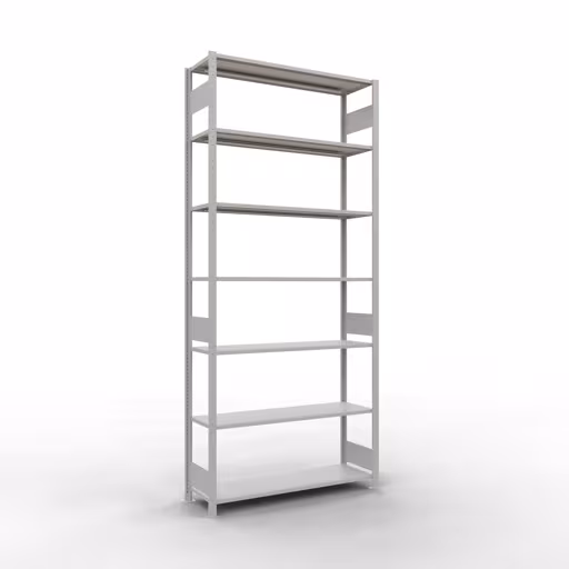 Étagère de base, étagère, système enfichable MULTIplus150, 3000 x 1300 x 400 mm, 7 étagères, gris clair RAL 7035 de Schulte Lagertechnik avec le réf. 32642-130-LR