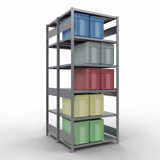 Scaffale base, scaffale doppio, sistema di scaffali MULTIplus250, 2500 x 1000 x (2x600) mm (AxLxP), 2x6 ripiani, barre longitudinali, zincato della marca Schulte Lagertechnik dal programma scaffali