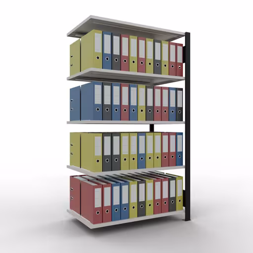Figure n° 8 de l'article, étagère de bureau, système enfichable MULTIplus150, 1800 x 1000 x 600 mm, 5 étagères, barres de longueur, noir/gris clair du groupe de produits étagères de bureau de la marque Schulte Lagertechnik