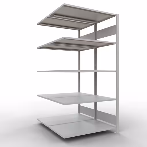 Rayonnage supplémentaire, rayonnage double, système d'étagères MULTIplus150, 2000 x 1000 x (2x600) mm (HxLxP), 2x5 rayons, barres de longueur, gris clair RAL 7035, rayons doubles, réf. 33165
