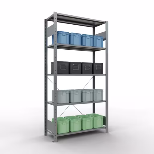 Image supplémentaire de l'article Étagère de base, étagère, système enfichable MULTIplus150, 2000 x 1000 x 400 mm, 5 étagères, traverse, galvanisé - Expressline Image supplémentaire de l'article Étagère de base, étagère, système enfichable MULTIplus150, 2000 x 1000 x 400 mm, 5 étagères, galvanisé - Expressline à partir de l'étagère de base