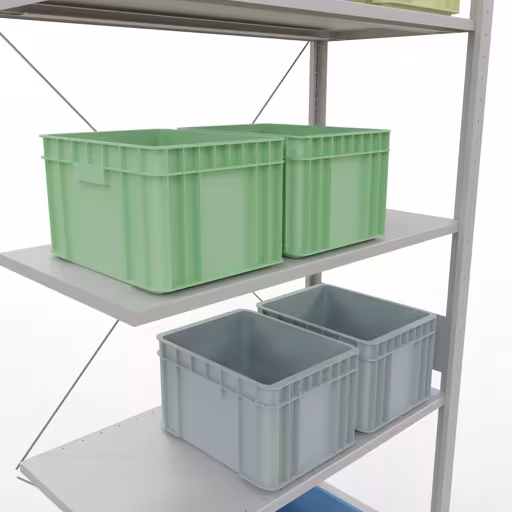 Image du produit n° 14 de l'article Rayonnage complémentaire, rayonnage à étagères, système enfichable MULTIplus150, 3000 x 1000 x 500 mm, 7 tablettes, traverse, RAL 7035 gris clair Figure n° 14 de l'article, système d'étagères enfichables MULTIplus150, 3000 x 1000 x 500 mm, 7 étagères, RAL 7035 gris clair du groupe de produits système enfichable de Schulte Lagertechnik