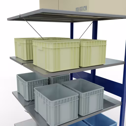 Scaffale aggiuntivo, scaffale doppio, sistema di scaffali MULTIplus150, 3000 x 1000 x (2x1000) mm (AxLxP), 2x7 ripiani, traversa, RAL 5010 blu genziana di Schulte Lagertechnik con l'articolo n. 32757-B