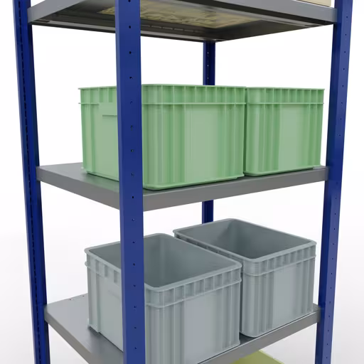 Figure n° 14 de l'article étagère de base, étagère, système enfichable MULTIplus250, 2000 x 750 x 600 mm, 5 étagères, RAL 5010 bleu gentiane/galvanisé/galvanisé du groupe de produits système enfichable de Schulte Lagertechnik