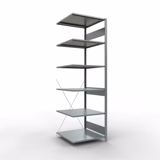 Scaffali componibili, scaffali, sistema a innesto MULTIplus150, 2500 x 750 x 800 mm (AxLxP), 6 ripiani, traversa, zincato della marca Schulte Lagertechnik della gamma dei sistemi a innesto