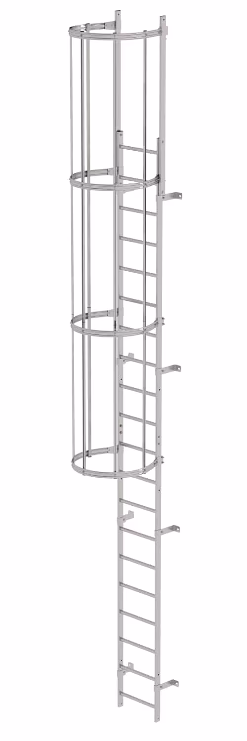 Échelle verticale Munk en une seule pièce avec protection dorsale en acier inoxydable, échelles verticales, réf. 530105