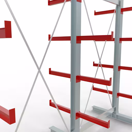 Scaffale completo K 3000, bifacciale, 2500 x 2600 x 500 mm, RAL 7001 / RAL 3000, 5 livelli di stoccaggio della marca Schulte Lagertechnik dal programma di scaffalature cantilever