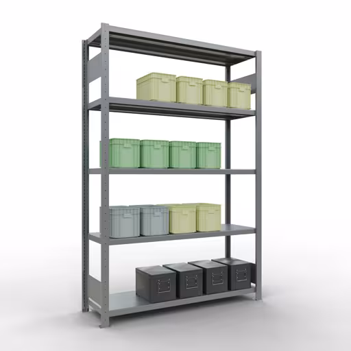 Figure n° 9 de l'article étagère de base, étagère, système enfichable MULTIplus250, 2000 x 1300 x 400 mm, 5 étagères, galvanisées du groupe de produits système enfichable de Schulte Lagertechnik