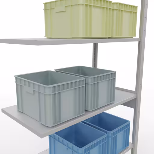 Rayonnage supplémentaire, étagère, système enfichable MULTIplus150, 2500 x 1000 x 500 mm (HxLxP), 6 étagères, barres de longueur, RAL 7035 gris clair de la catégorie des étagères supplémentaires avec le GTIN 4004514293138 Étagère supplémentaire, étagère, système enfichable MULTIplus150, 2500 x 1000 x 500 mm, 6 étagères, gris clair RAL 7035 de la marque Schulte Lagertechnik de la gamme de produits du système enfichable