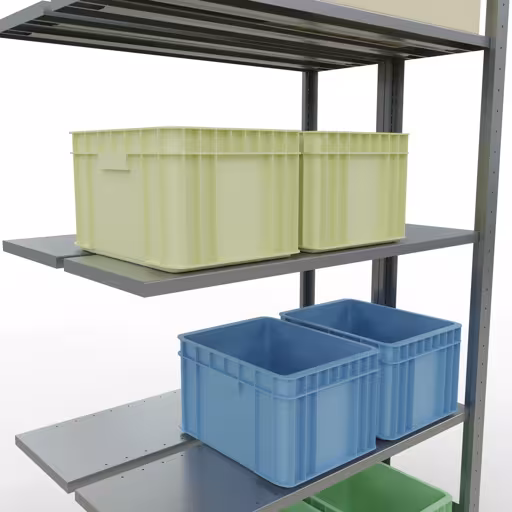 Image du produit n° 15 de l'article Étagère supplémentaire, étagère double, système d'étagères MULTIplus150, 2000 x 1000 x (2x300) mm (HxLxP), 2x5 étagères, barres de longueur, galvanisé Figure n° 15 de l'article étagère complémentaire, étagère double, étagère à étagères, système enfichable MULTIplus150, 2000 x 1000 x (2x300) mm, 2x5 étagères, galvanisé du groupe de produits étagères à étagères de la marque Schulte Lagertechnik