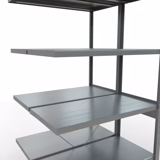 Rayonnage supplémentaire, rayonnage double, système d'étagères MULTIplus250, 2500 x 1000 x (2x500) mm, 2x6 tablettes, traverse, galvanisé de la catégorie rayonnage double avec le GTIN 4004514286147 Rayonnage supplémentaire, rayonnage double, système d'étagères MULTIplus250, 2500 x 1000 x (2x500) mm, 2x6 étagères, traverse, galvanisé de la marque Schulte Lagertechnik de la gamme de produits d'étagères