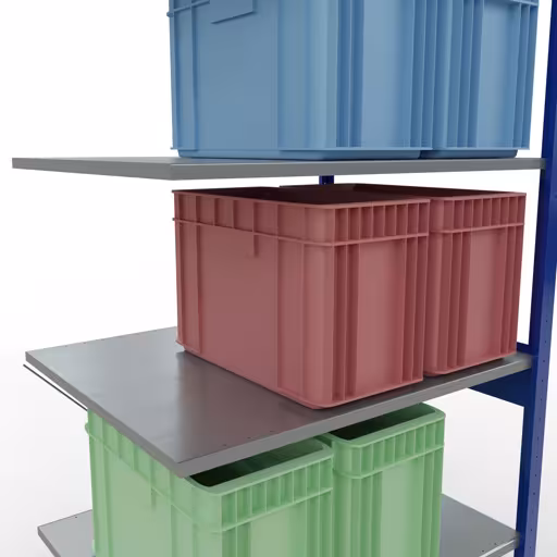 Image du produit n° 8 de l'article Étagère complémentaire, étagère, système enfichable MULTIplus150, 2500 x 1000 x 800 mm, 6 étagères, RAL 5010/galvanisé de la gamme de produits du système enfichable de Schulte Lagertechnik