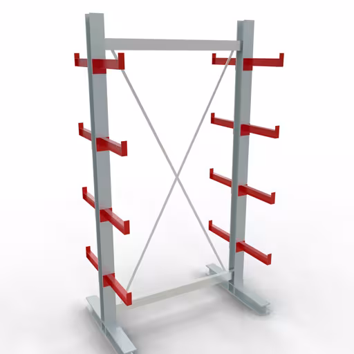Scaffale completo K 3000, bifacciale, 2500 x 1300 x 400 mm, RAL 7001 / RAL 3000, 5 livelli di stoccaggio della marca Schulte Lagertechnik dal programma di scaffalature cantilever