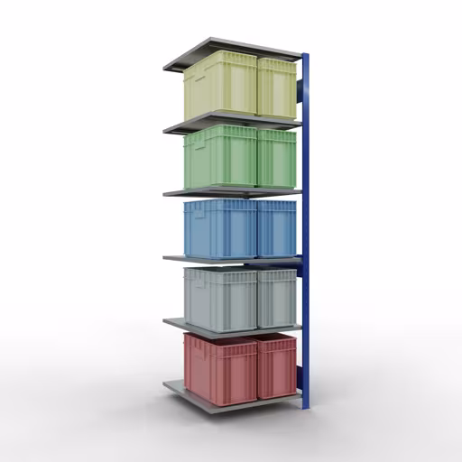 Un'altra vista dell'articolo Scaffali aggiuntivi, scaffale, sistema a innesto MULTIplus150, 2500 x 750 x 800 mm (AxLxP), 6 ripiani, barre longitudinali, RAL 5010 blu genziana/zincato/zincato dalla categoria scaffali aggiuntivi