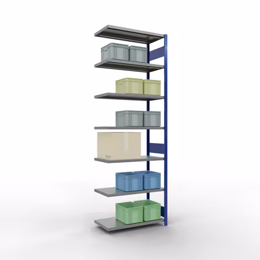 Rayonnage supplémentaire, étagère, système enfichable MULTIplus330, 3000 x 1000 x 500 mm, 7 étagères, RAL 5010 bleu gentiane/galvanisé de Schulte Lagertechnik de la gamme de produits du système enfichable