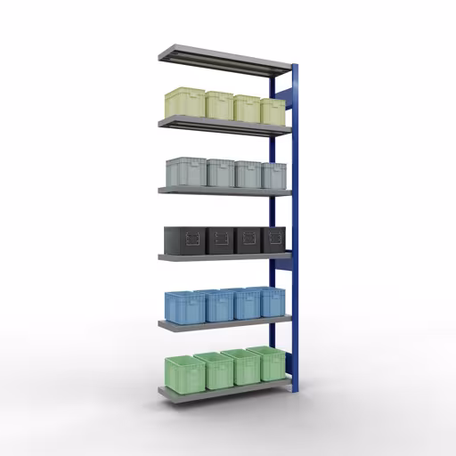 Figura n. 10 dell'articolo scaffale aggiuntivo, scaffale, sistema a innesto MULTIplus330, 2500 x 1000 x 300 mm, 6 ripiani, RAL 5010 blu genziana/zincato del gruppo di prodotti sistema a innesto della marca Schulte Lagertechnik