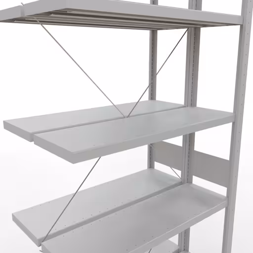 Image supplémentaire de l'article Tablette supplémentaire, tablette double, système d'étagères enfichables MULTIplus250, 3000 x 1000 x (2x300) mm, 2x7 tablettes, traverse, RAL 7035 gris clair Image supplémentaire de l'article, étagère double, système d'étagères MULTIplus250, 3000 x 1000 x (2x300) mm, 2x7 étagères, gris clair RAL 7035 à partir d'étagères doubles