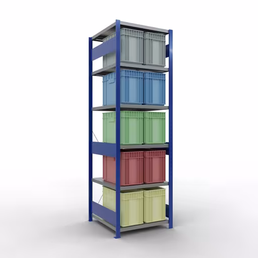 Figura n. 12 dell'articolo scaffale base, scaffale, sistema a innesto MULTIplus250, 2500 x 750 x 800 mm (AxLxP), 6 ripiani, traversa, RAL 5010 blu genziana/zincato/zincato del gruppo di prodotti sistema a innesto della marca Schulte Lagertechnik