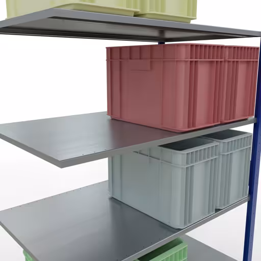 Immagine del prodotto n. 12 dell'articolo scaffale aggiuntivo, sistema a innesto per ripiani MULTIplus150, 3000 x 1300 x 800 mm, 7 ripiani, RAL 5010 blu genziana/zincato della gamma di prodotti per sistemi a innesto della marca Schulte Lagertechnik