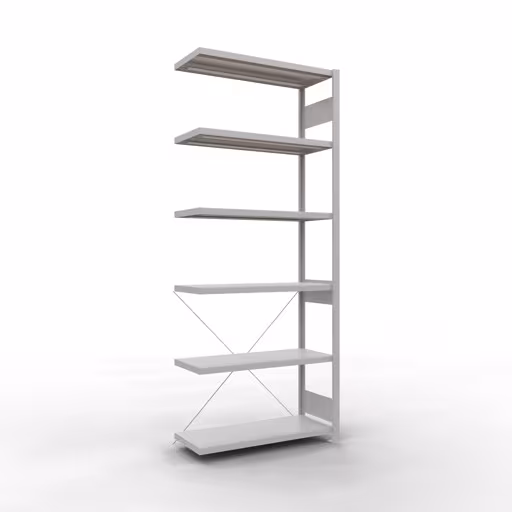 Étagère supplémentaire, étagère, système enfichable MULTIplus330, 2500 x 1000 x 400 mm (HxLxP), 6 étagères, traverse, RAL 7035 gris clair, étagère supplémentaire, réf. 33846