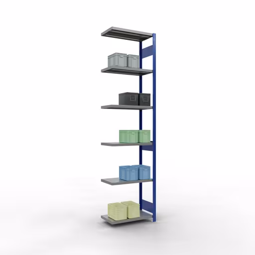 Figure n° 13 de l'article, Étagère MULTIplus250 système enfichable, 3000 x 750 x 400 mm, 7 étagères, RAL 5010 bleu gentiane/galvanisé/galvanisé du groupe de produits système enfichable de Schulte Lagertechnik
