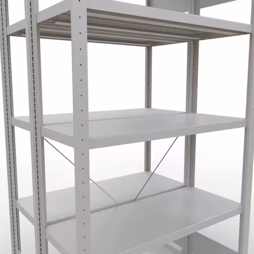 Étagère de base, étagère double, système d'étagères MULTIplus250, 2000 x 1000 x (2x400) mm, 2x5 étagères, traverse, RAL 7035 gris clair avec le GTIN 4004514292070 Étagère de base, étagère double, étagère, système enfichable MULTIplus250, 2000 x 1000 x (2x400) mm, 2x5 étagères, gris clair RAL 7035 de Schulte Lagertechnik avec le réf. 32140-G