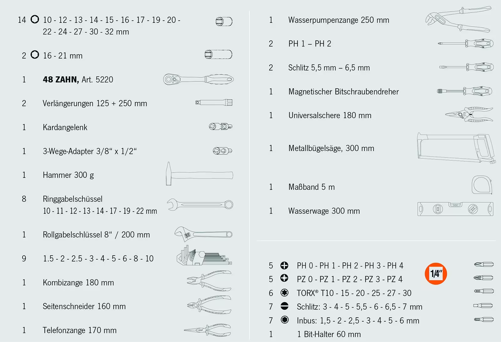 mallette à outils proficraft UNIVERSAL métrique 12,5 de la marque PROJAHN de la catégorie jeux de clés à douilles et pièces détachées