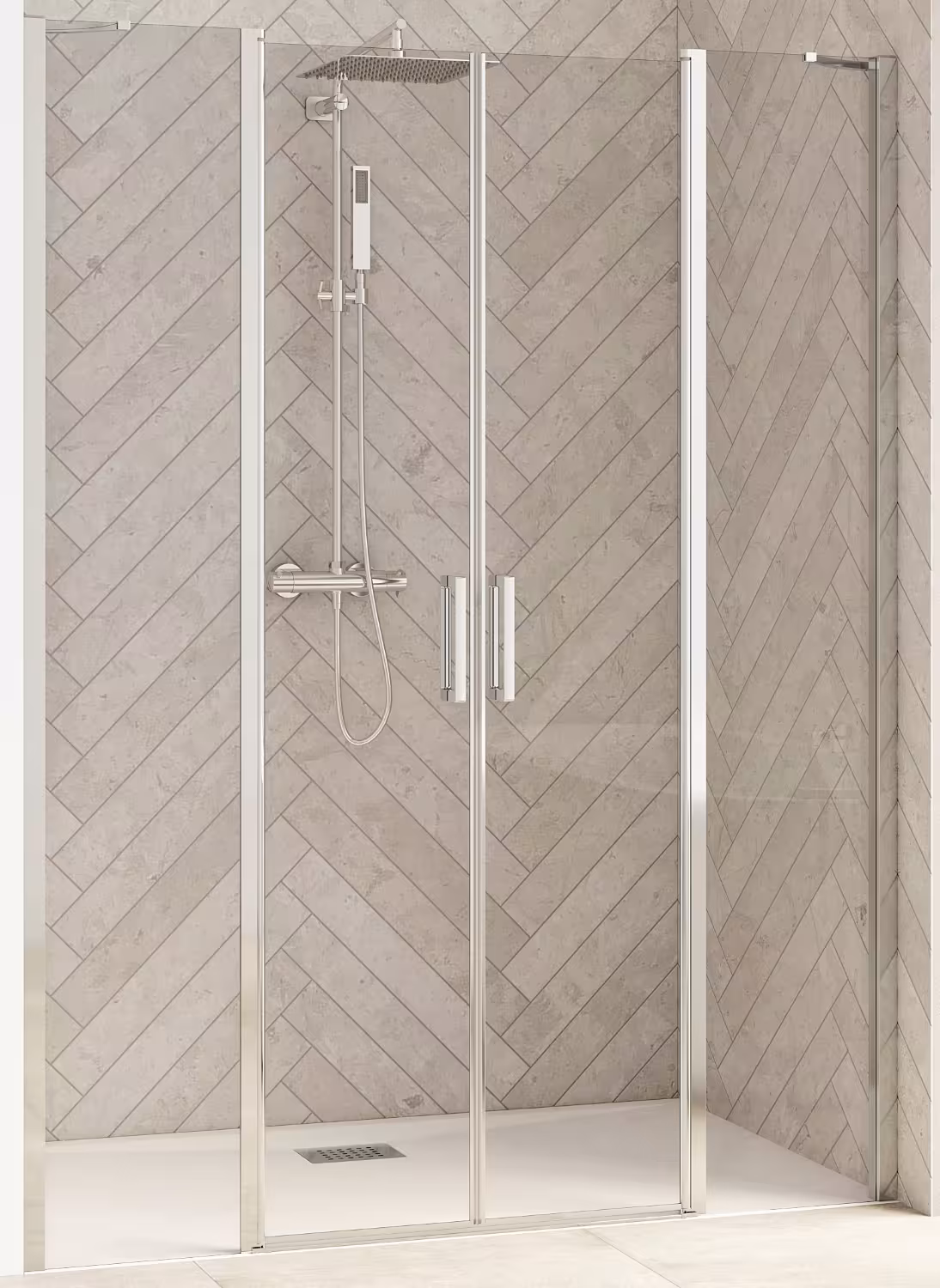 SFA Kinedo Smart Design 2P XXL 2 porte a battente parzialmente incorniciate con elementi fissi allineati, porte a battente