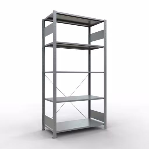 Étagère de base, étagère, système enfichable MULTIplus150, 2000 x 1000 x 500 mm (HxLxP), 5 étagères, traverse, galvanisée de Schulte Lagertechnik Étagère de base, étagère, système enfichable MULTIplus150, 2000 x 1000 x 500 mm (HxLxP), 5 étagères, traverse, galvanisée, étagère de base, réf. 12750