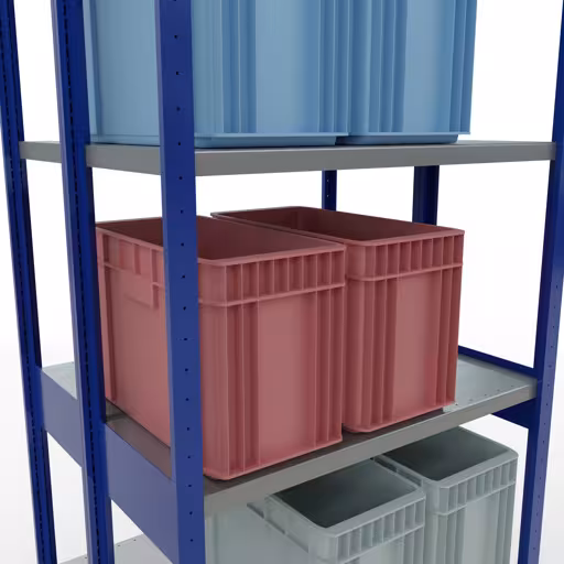 Scaffale base, scaffale doppio, sistema di scaffali MULTIplus250, 3000 x 1000 x (2x400) mm (AxLxP), 2x7 ripiani, barre longitudinali, RAL 5010 blu genziana di Schulte Lagertechnik dalla categoria scaffali