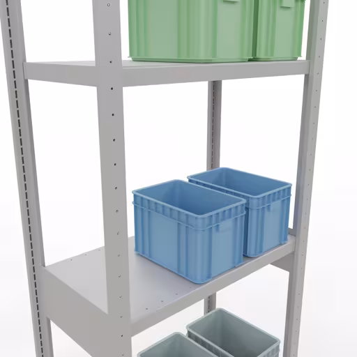 Étagère de base, étagère, système enfichable MULTIplus250, 3000 x 750 x 400 mm, 7 étagères, RAL 7035 gris clair de la marque Schulte Lagertechnik de la gamme de produits du système enfichable