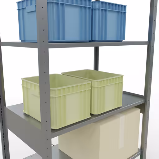 Image du produit n° 14 de l'article étagère de base, étagère, système enfichable MULTIplus85, 2500 x 1000 x 600 mm (HxLxP), 6 étagères, traverse, galvanisé Figure n° 14 de l'article étagère de base, étagère, système enfichable MULTIplus85, 2500 x 1000 x 600 mm, 6 étagères, traverse, galvanisée du groupe de produits système enfichable de la marque Schulte Lagertechnik