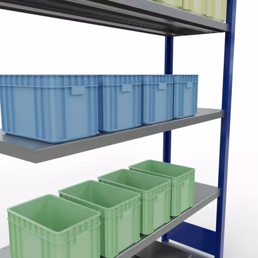 Immagine del prodotto n. 13 dell'articolo Scaffale aggiuntivo, scaffale, sistema a innesto MULTIplus250, 2000 x 1300 x 400 mm, 5 ripiani, barre longitudinali, RAL 5010 blu genziana/zincato Figura n. 13 dell'articolo scaffale aggiuntivo, scaffale, sistema a innesto MULTIplus250, 2000 x 1300 x 400 mm, 5 ripiani, RAL 5010 blu genziana/zincato del gruppo di prodotti sistema a innesto della marca Schulte Lagertechnik