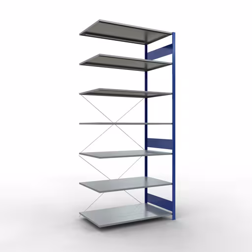Immagine aggiuntiva dell'articolo Scaffale aggiuntivo, scaffale MULTIplus150 sistema a innesto, 3000 x 1300 x 800 mm (AxLxP), 7 ripiani, traversa, RAL 5010 blu genziana/zincato da scaffale aggiuntivo