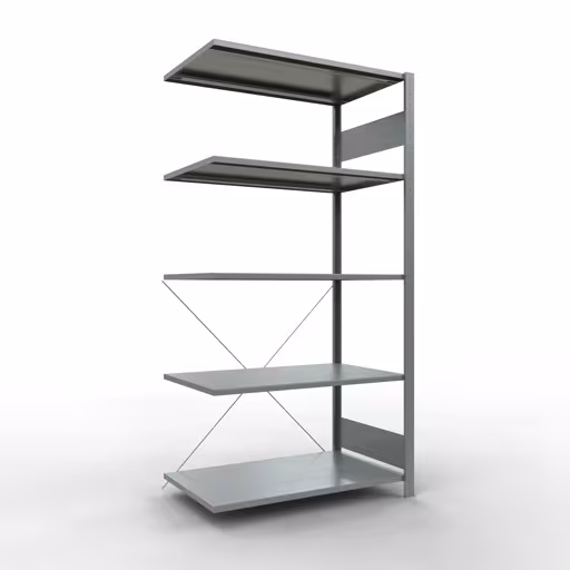 Scaffali aggiuntivi, scaffali, sistema a innesto MULTIplus85, 2000 x 1000 x 600 mm (AxLxP), 5 ripiani, traversa, zincato di Schulte Lagertechnik Scaffale aggiuntivo, scaffale, sistema a innesto MULTIplus85, 2000 x 1000 x 600 mm (AxLxP), 5 ripiani, traversa, zincato, ripiano aggiuntivo, articolo n. 13165