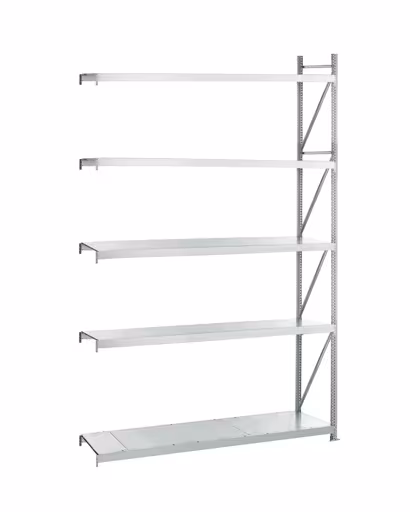 Un'altra vista dell'articolo Scaffalatura componibile, scaffale a campata larga WS 3000 con pannelli in acciaio, 3000 x 2500 x 600 mm, zincato, 5 livelli, portata scomparto 500 kg, portata per campata 2.500 kg della categoria scaffalature a campata larga