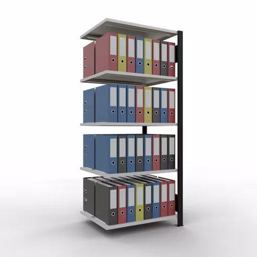 Figura n. 11 dell'articolo scaffale componibile, scaffale per ufficio, sistema a innesto MULTIplus150, 1800 x 750 x 600 mm, 5 ripiani, nero/grigio chiaro del gruppo di prodotti scaffali per ufficio della marca Schulte Lagertechnik