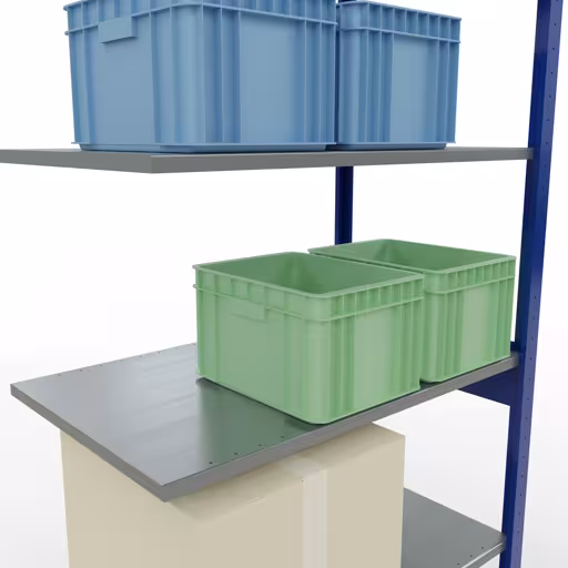 Rayonnage supplémentaire, rayonnage à étagères, système enfichable MULTIplus150, 2500 x 1000 x 600 mm, 6 étagères, RAL 5010 bleu gentiane/galvanisé de Schulte Lagertechnik avec le réf. 12766-LR-B