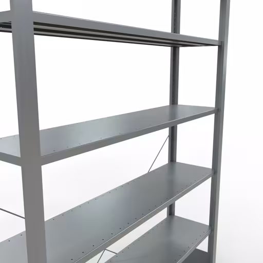 Figura n. 11 dell'articolo Scaffale base, scaffale per ufficio sistema a innesto MULTIplus85, 2300 x 1300 x 300 mm (AxLxP), 7 ripiani, traversa, zincato, senza barra di arresto dal gruppo di prodotti scaffali per ufficio della marca Schulte Lagertechnik