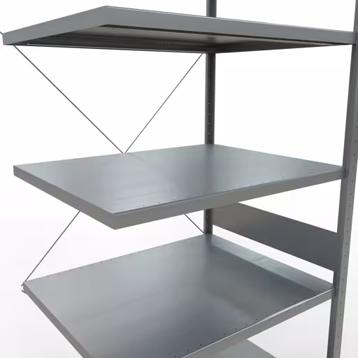 Produktbild Nr 11 des Artikels Anbauregal, Fachbodenregal Stecksystem MULTIplus330, 3000 x 1000 x 800 mm (HxBxT), 7 Fachböden, Kreuzstrebe, verzinkt Abbildung Nr 11 des Artikels Anbauregal, Fachbodenregal Stecksystem MULTIplus330, 3000 x 1000 x 800 mm (HxBxT), 7 Fachböden, Kreuzstrebe, verzinkt aus der Produktgruppe Stecksystem von der Marke Schulte Lagertechnik