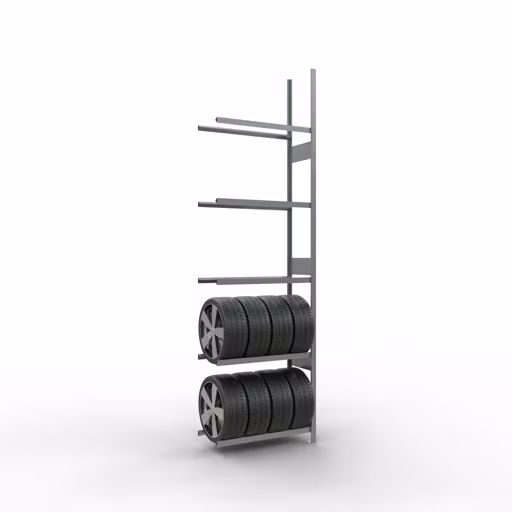 Figure n° 12 de l'article, rayonnage pour roues/pneus, 3500 x 1000 x 400 mm, galvanisé, 5 niveaux de stockage avec une charge de compartiment de 150 kg par niveau du groupe de produits des rayonnages à étagères de Schulte Lagertechnik