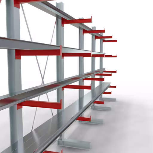 Figure n° 12 de l'article Rayonnage complet K 3000, unilatéral, 2500 x 6500 x 500 mm, RAL 7001 / RAL 3000, 5 niveaux de stockage du groupe de produits rayonnages cantilever de Schulte Lagertechnik