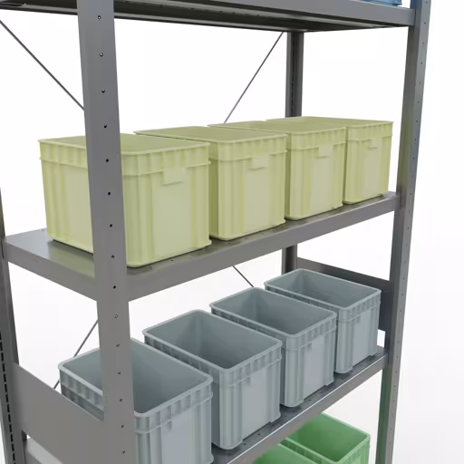 Scaffale base, scaffale, sistema a innesto MULTIplus330, 3000 x 1000 x 400 mm (AxLxP), 7 ripiani, traversa, zincato di Schulte Lagertechnik della categoria Sistema a innesto