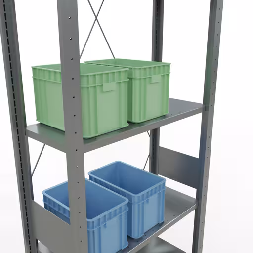 Scaffale base, scaffale, sistema a innesto MULTIplus150, 3000 x 750 x 300 mm (AxLxP), 7 ripiani, traversa, zincato con GTIN 4004514204882 Scaffale base, scaffale, sistema a innesto MULTIplus150, 3000 x 750 x 300 mm (AxLxP), 7 ripiani, traversa, zincato di Schulte Lagertechnik con l'articolo n. 12732-75